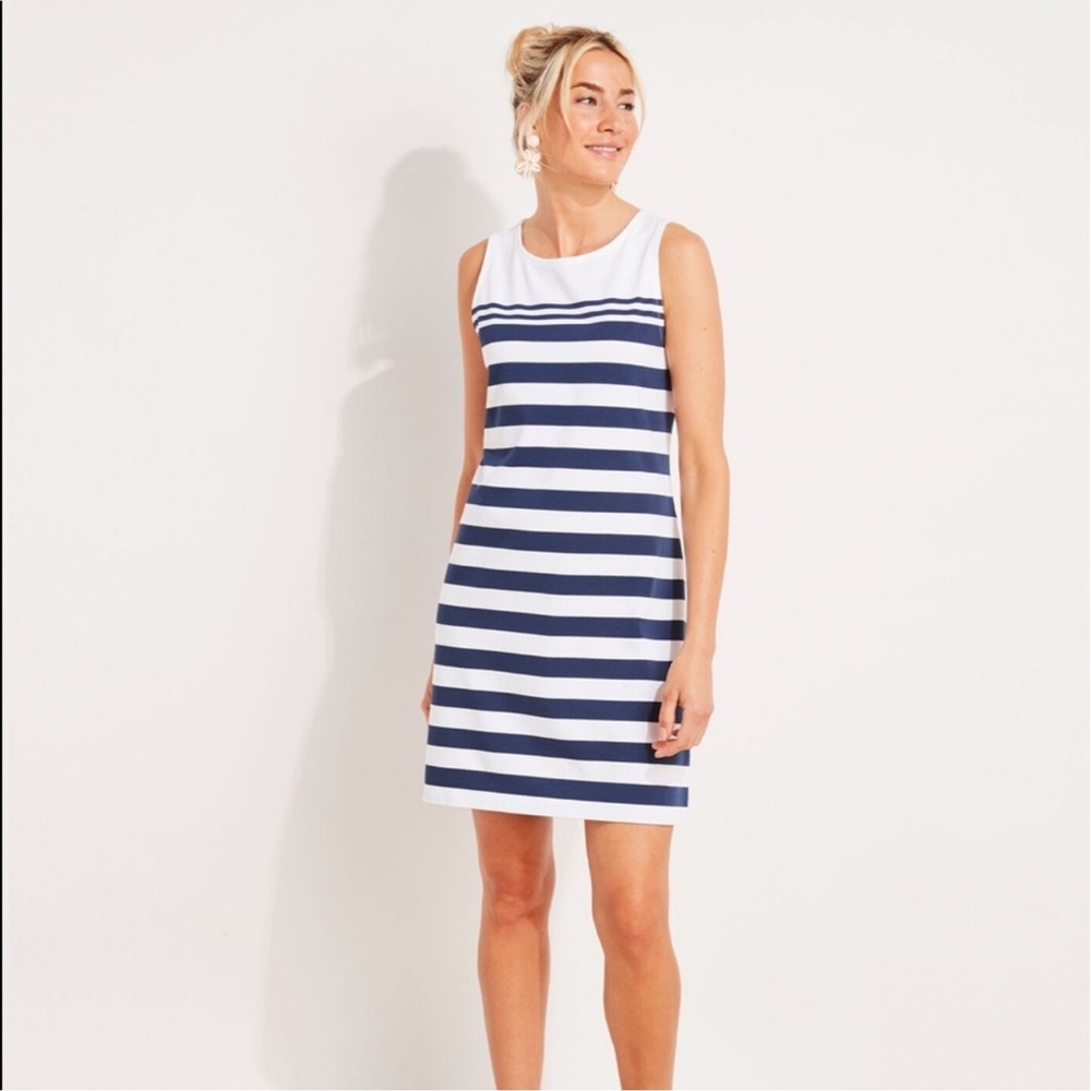 New Vineyard Vines Striped Nantucket Shift Dress, Coastal Preppy Navy Blue White